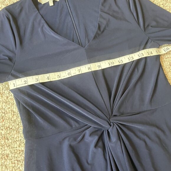 Hobbs London Womens Midi Dress Size 6 Knot Waist Coastal Navy Blue Classic - Picture 11 of 13